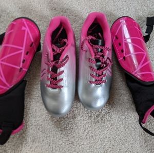 Soccer cleats and shin guards